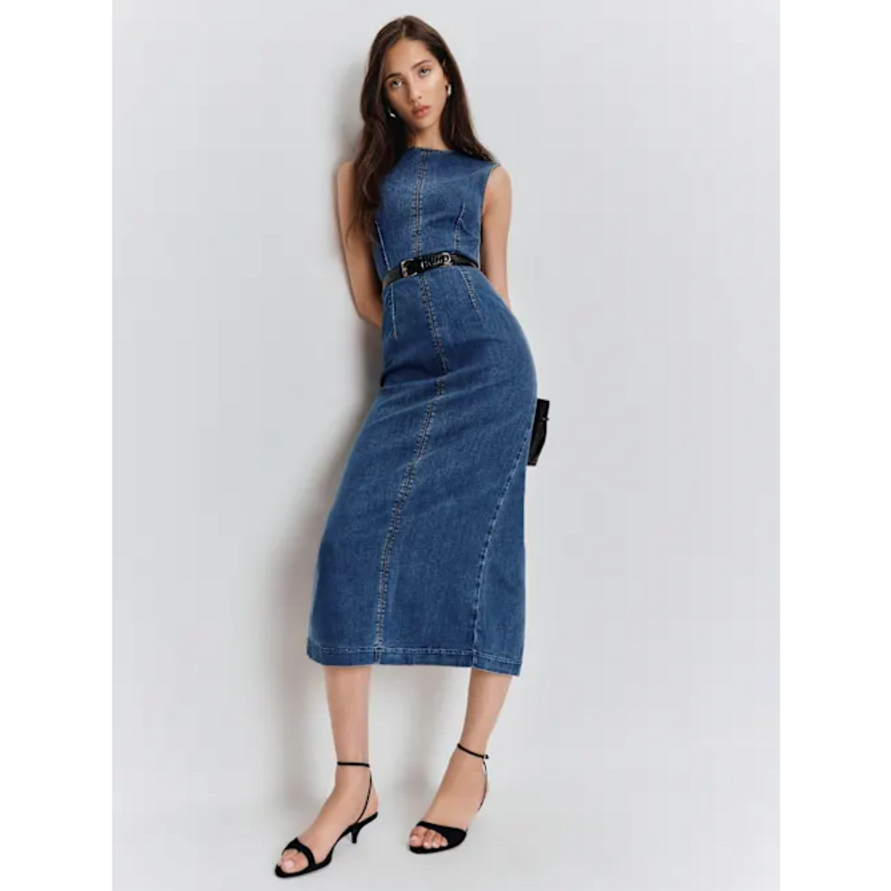 Reformation Kendi Denim Midi Dress in Blue